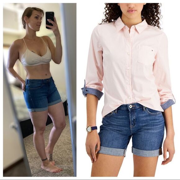 Tommy Hilfiger Shorts Retro Roll Hem Stretch Denim 4 Summer - Picture 2 of 13